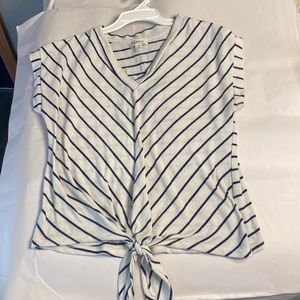 Monteau white with blue striped shirt